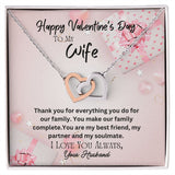 Happy Valentine's Day To My Wife Interlocking Hearts Necklace Gift For Mom, necklace For Wife, Gift For Mother's Day