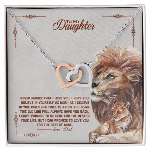 Daughter I Always Have Your Back Interlocking Hearts Necklace