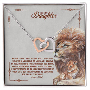 Daughter I Always Have Your Back Interlocking Hearts Necklace