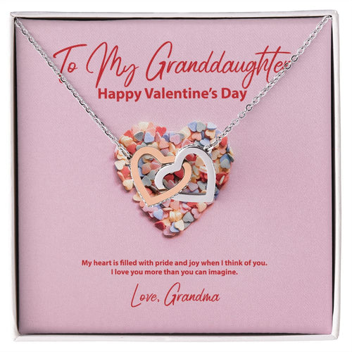 To My Granddaughter from Grandma Valentine's Day Interlocking Hearts Necklace