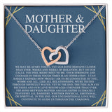 Mother & Daughter We May Be Apart Interlocking Hearts Necklace