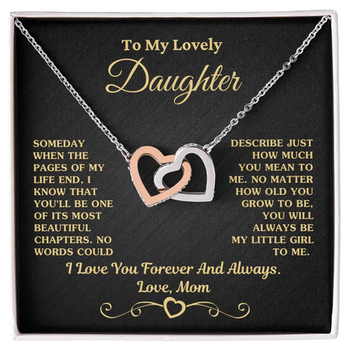 Gift For Daughter Necklace From Mom -  My Little Girl To Me Love, Mom Necklace, Interlocking Hearts Necklace