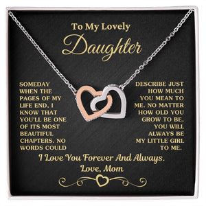 Gift For Daughter Necklace From Mom -  My Little Girl To Me Love, Mom Necklace, Interlocking Hearts Necklace