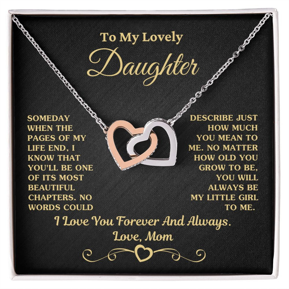 Gift For Daughter Necklace From Mom -  My Little Girl To Me Love, Mom Necklace, Interlocking Hearts Necklace