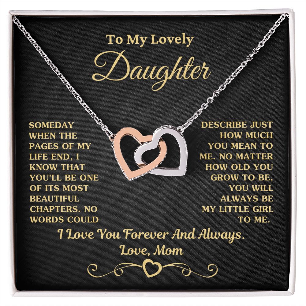 Gift For Daughter Necklace From Mom -  My Little Girl To Me Love, Mom Necklace, Interlocking Hearts Necklace
