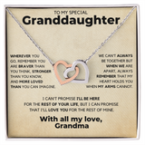 Necklace for Granddaughter - Heart Holds You, With all my love, Grandma - Gift for Granddaughter, Interlocking Hearts Necklace