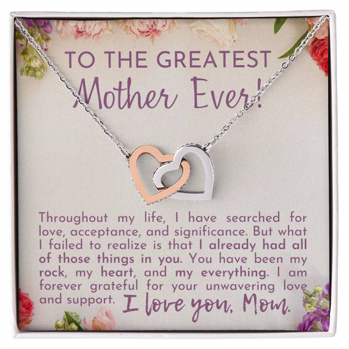 Greatest Mother Ever Interlocking Hearts Necklace