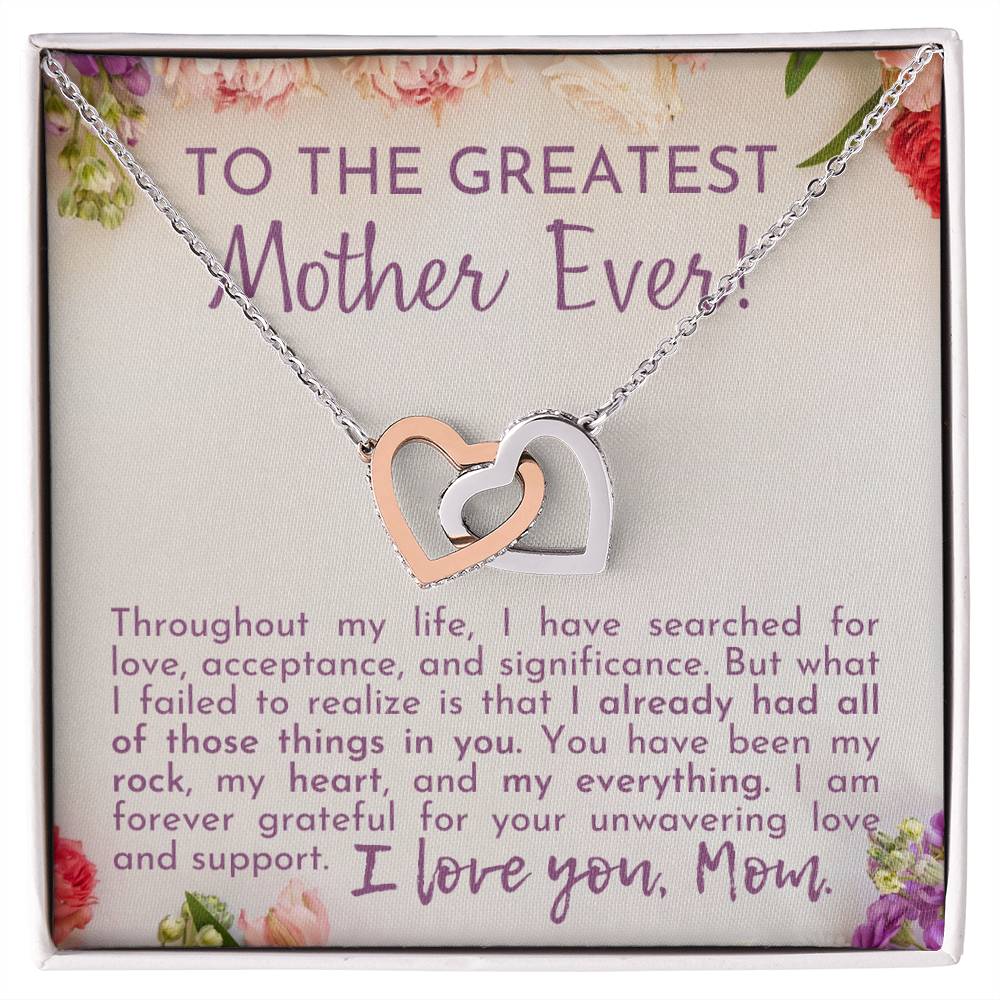Greatest Mother Ever Interlocking Hearts Necklace