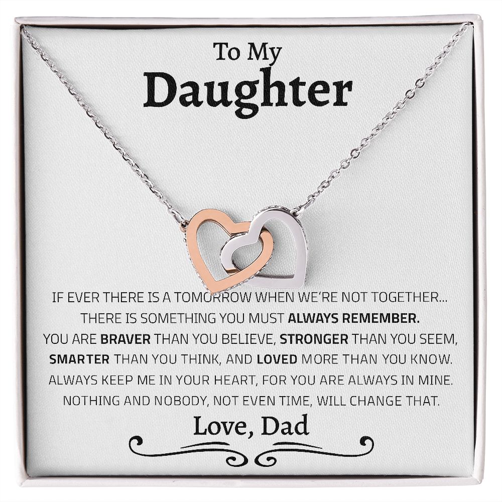 To My Daughter | I Will Always Keep You In My Heart | Interlocking Hearts Necklace