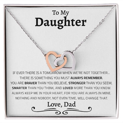 To My Daughter | I Will Always Keep You In My Heart | Interlocking Hearts Necklace