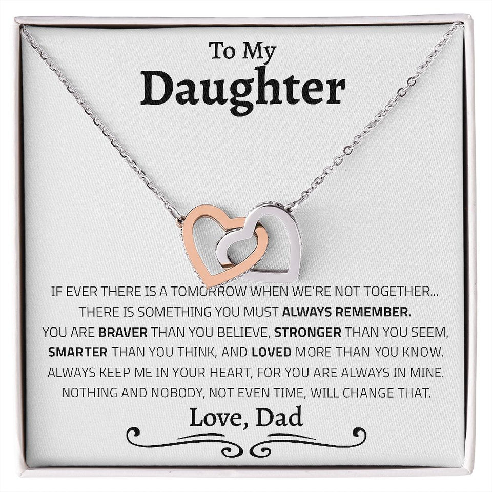To My Daughter | I Will Always Keep You In My Heart | Interlocking Hearts Necklace