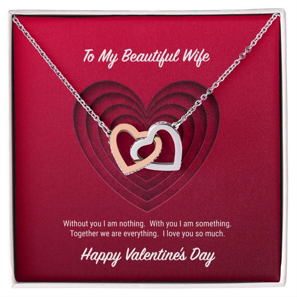 To My Beautiful Wife Valentine's Day Interlocking Hearts Necklace