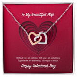 To My Beautiful Wife Valentine's Day Interlocking Hearts Necklace