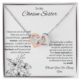To My Chosen Sister - Interlocking Hearts Necklace - White Gift For Mom, necklace For Wife, Gift For Mother's Day
