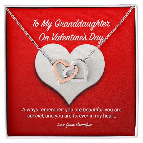 To My Granddaughter from Grandpa Valentine's Day Interlocking Hearts Necklace