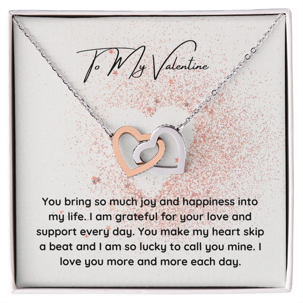 To My Valentine Interlocking Hearts Pendant Necklace Gift For Mom, necklace For Wife, Gift For Mother's Day