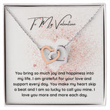 To My Valentine Interlocking Hearts Pendant Necklace Gift For Mom, necklace For Wife, Gift For Mother's Day