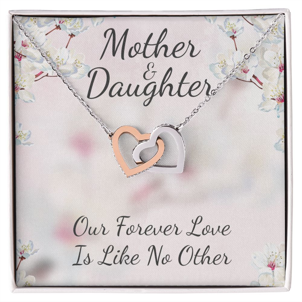 Mother and Daughter Like No Other Interlocking Hearts Necklace