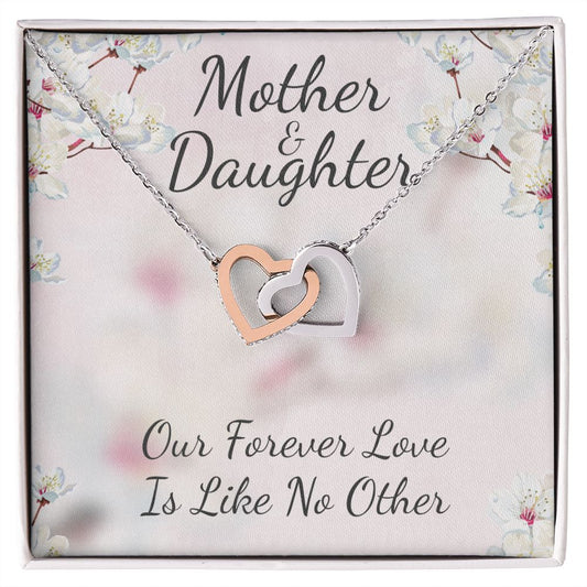Mother and Daughter Like No Other Interlocking Hearts Necklace