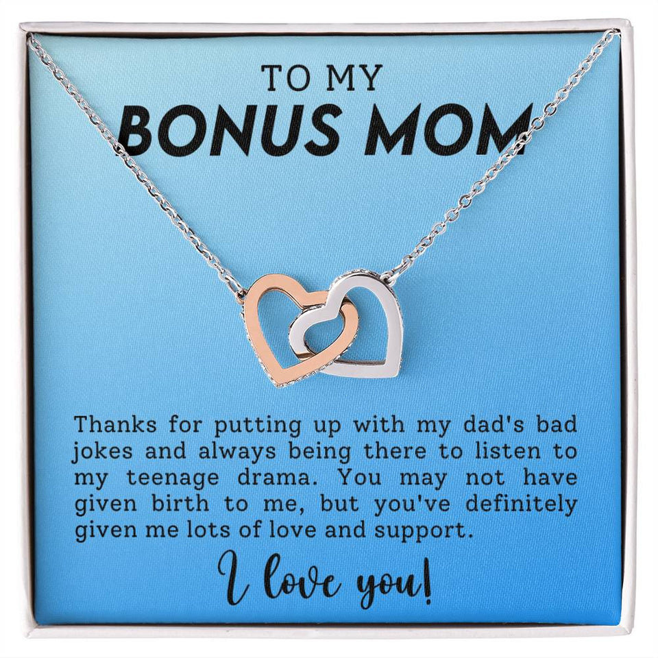 Bonus Mom Humerous Interlocking Hearts Necklace