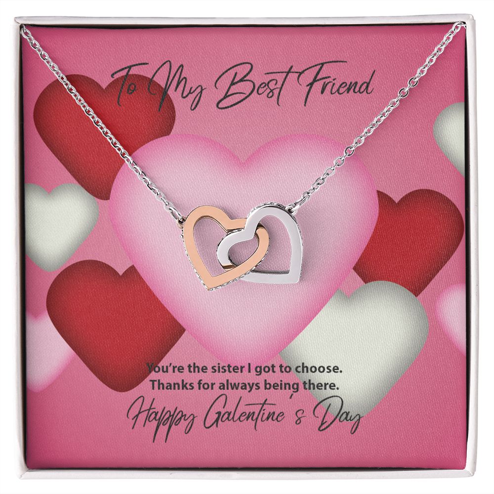To My Best Friend Galentine's Day Interlocking Hearts Necklace