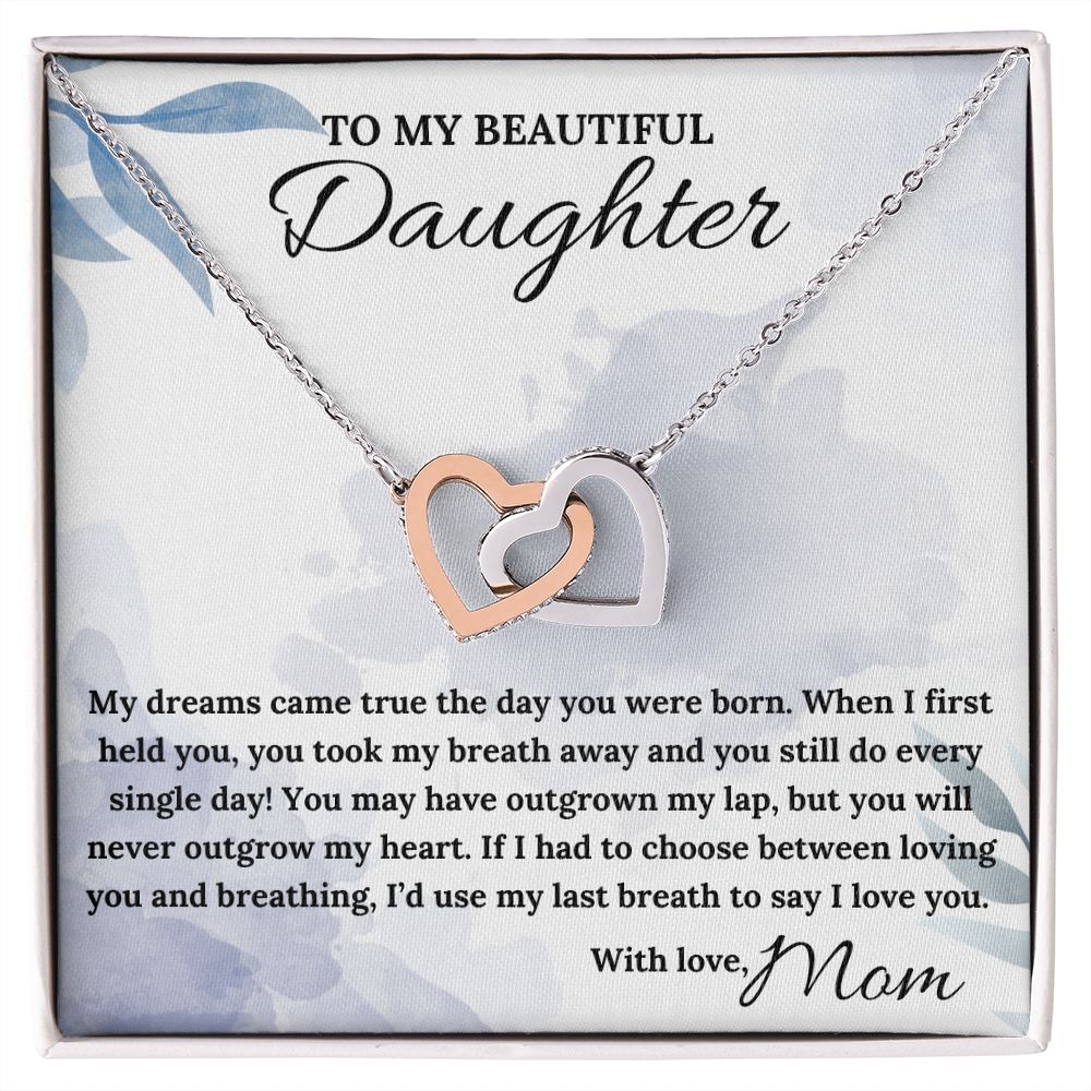 You'll Never Outgrow My Heart - Interlocking Hearts Necklace For Daughter