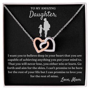 Capable Of Achieving Anything - Interlocking Hearts Necklace For Daughter