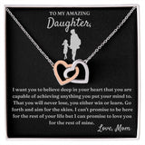 Capable Of Achieving Anything - Interlocking Hearts Necklace For Daughter