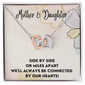 Connected By Our Hearts - Interlocking Hearts Necklace For Daughter