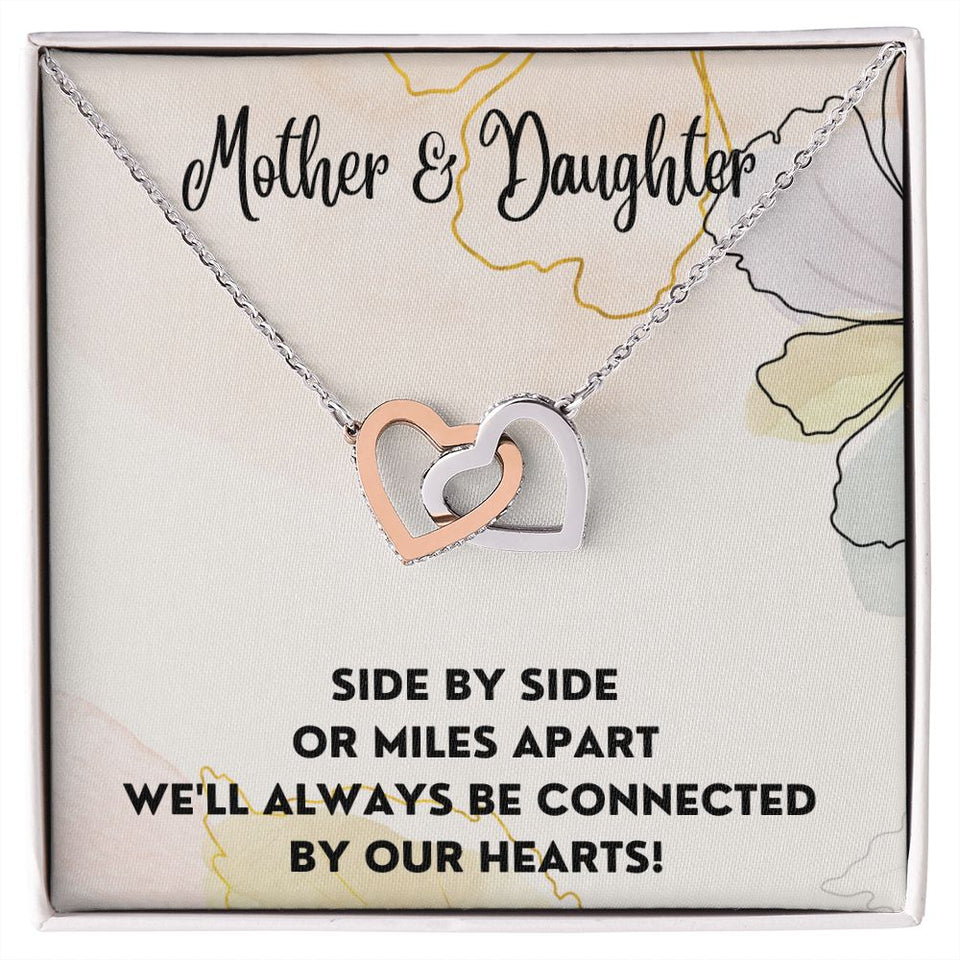 Connected By Our Hearts - Interlocking Hearts Necklace For Daughter