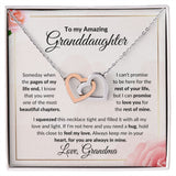 Rose Flower With Pink Background Interlocking Hearts Necklace To My Amazing Granddaughter Gift From Grandma