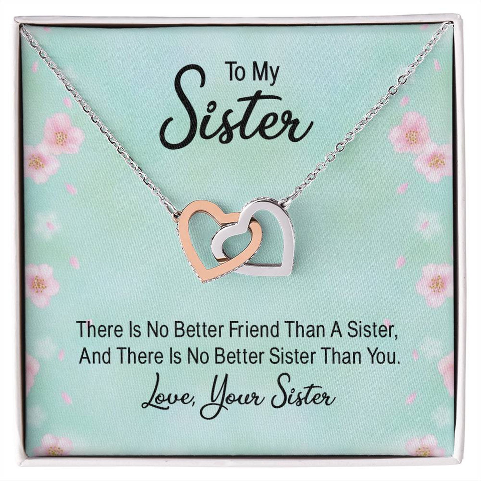 No Better Friend than a Sister Interlocking Hearts Necklace