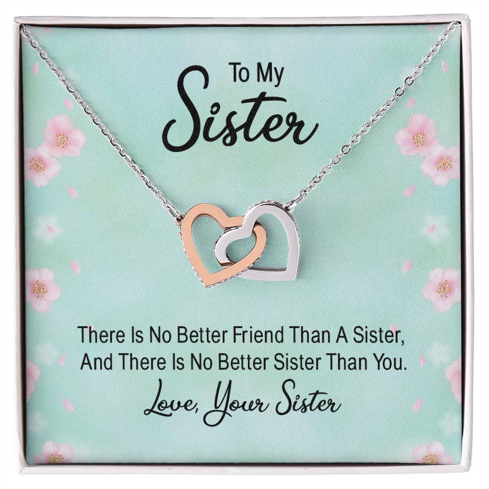 No Better Friend than a Sister Interlocking Hearts Necklace