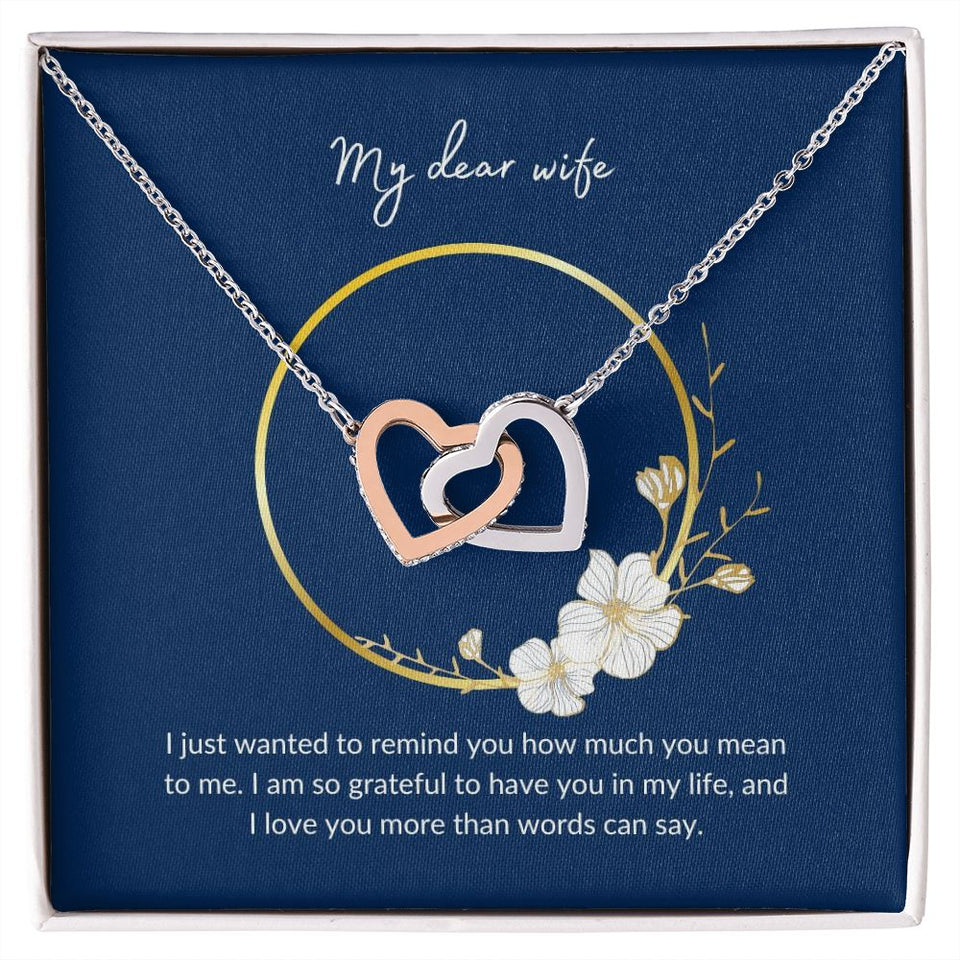Wife - I Love You More Than Words Can Say - Interlocking Hearts Necklace