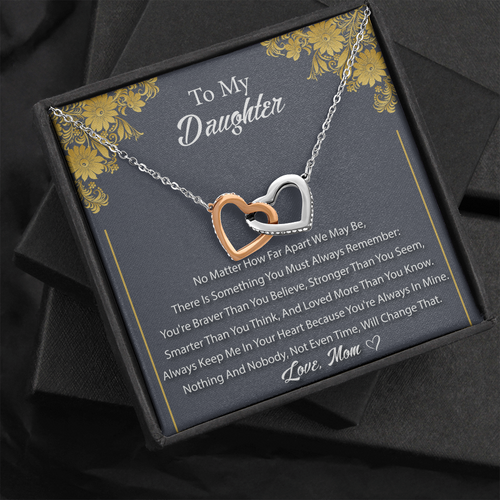 Necklace To Daughter from Mom - Gift for Birthday, Necklace for Daughter, Interlocking Hearts Necklace