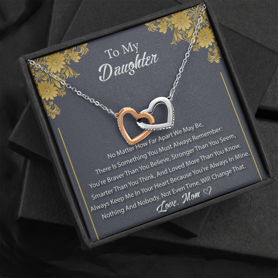 Necklace To Daughter from Mom - Gift for Birthday, Necklace for Daughter, Interlocking Hearts Necklace