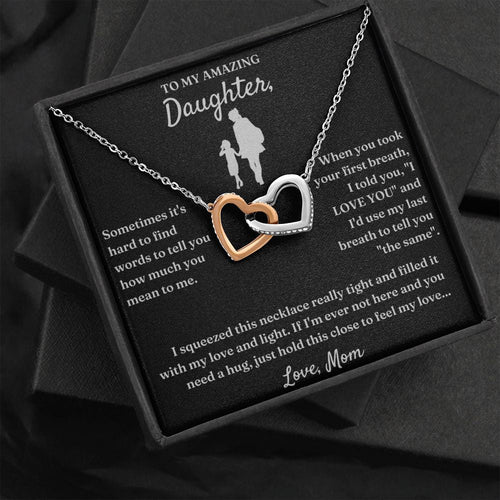 Hard To Find Words - Interlocking Hearts Necklace For Daughter