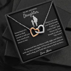 Hard To Find Words - Interlocking Hearts Necklace For Daughter