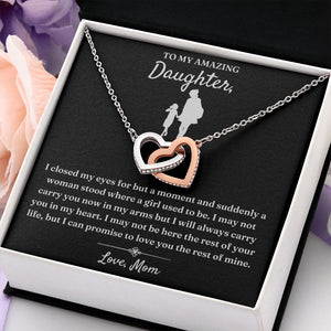 To My Amazing Daughter necklace, In My Heart - Interlocking Hearts Necklace For Daughter