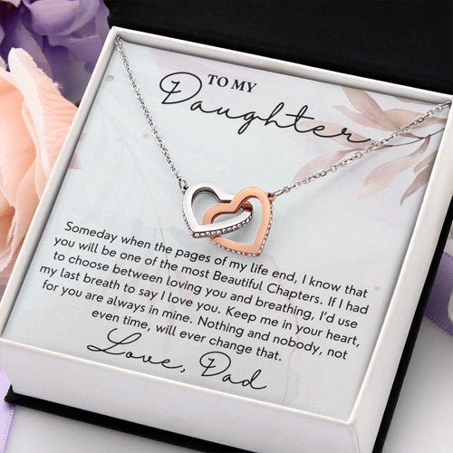 Most Beautiful Chapter Of My Life - Interlocking Hearts Necklace For Daughter