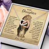 To My Daughter Necklace from Dad - Never forget that I love You, Lion Necklace, Interlocking Hearts Necklace