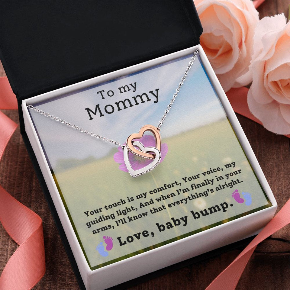 To My Mommy - Your Touch Is My Comfort Interlocking Hearts Necklace
