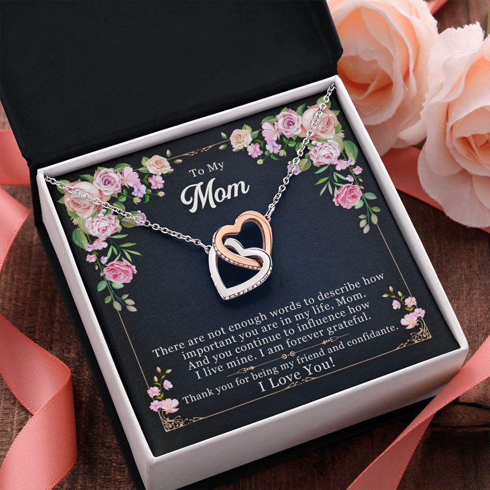 To My Mom necklace, Forever Grateful to Mom | Interlocking Hearts Necklace