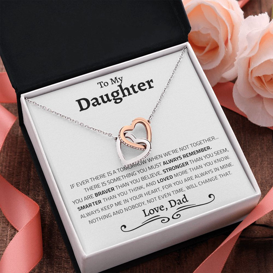 To My Daughter | I Will Always Keep You In My Heart | Interlocking Hearts Necklace