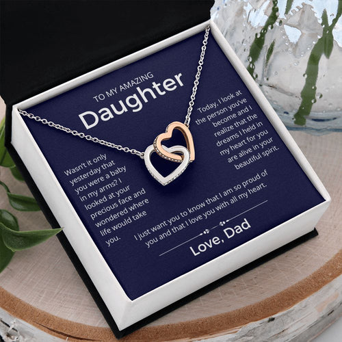 So Proud Of You - Interlocking Hearts Necklace For Daughter