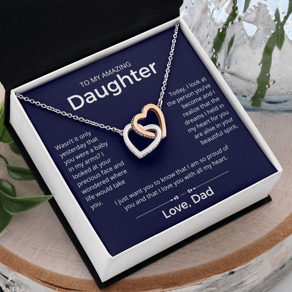 So Proud Of You - Interlocking Hearts Necklace For Daughter