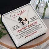 Daughter Look Right Beside You, Interlocking Hearts Necklace, Gift For Daughter From Dad, Christmas Gift Idea