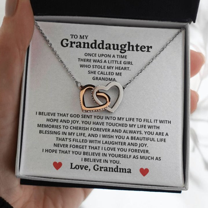 Necklace For Granddaughter From Grandma - I Believe In You Necklace - Interlocking Hearts Necklace