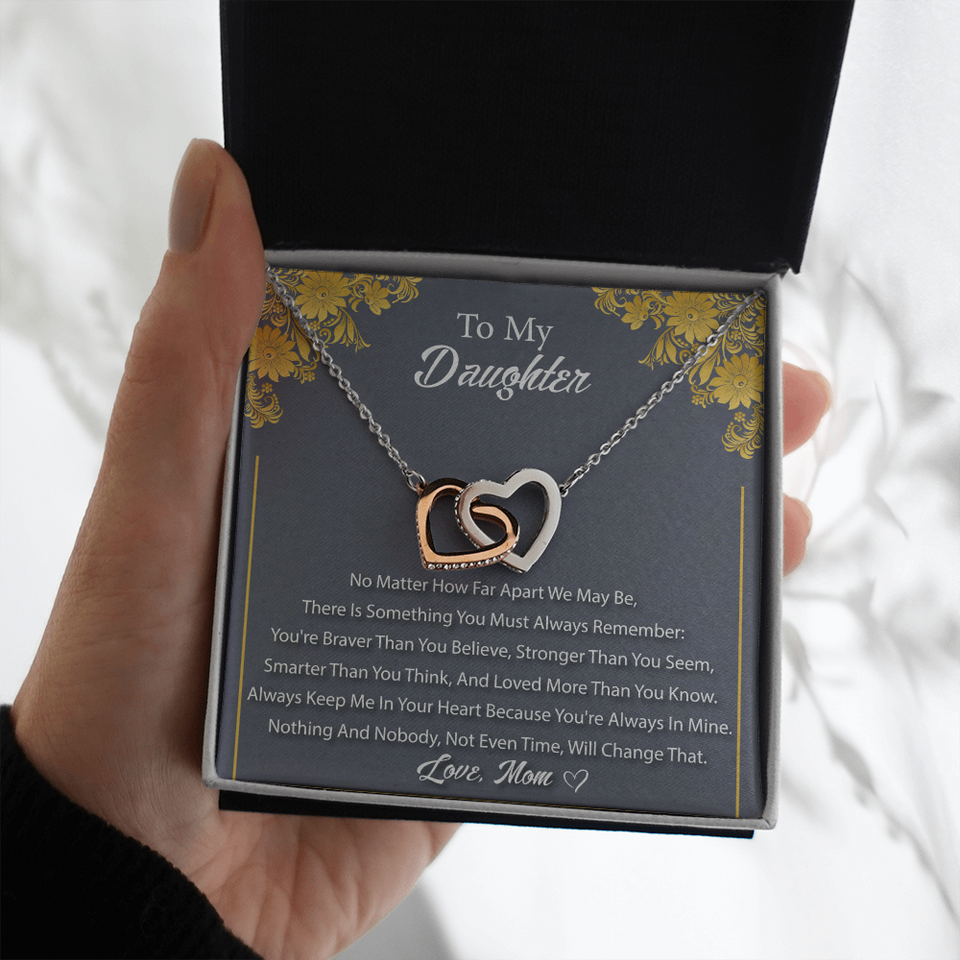 Necklace To Daughter from Mom - Gift for Birthday, Necklace for Daughter, Interlocking Hearts Necklace