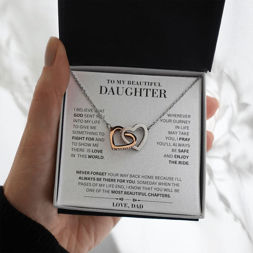 My Beautiful Daughter Necklace - Enjoy the Life - Interlocking Hearts Necklace